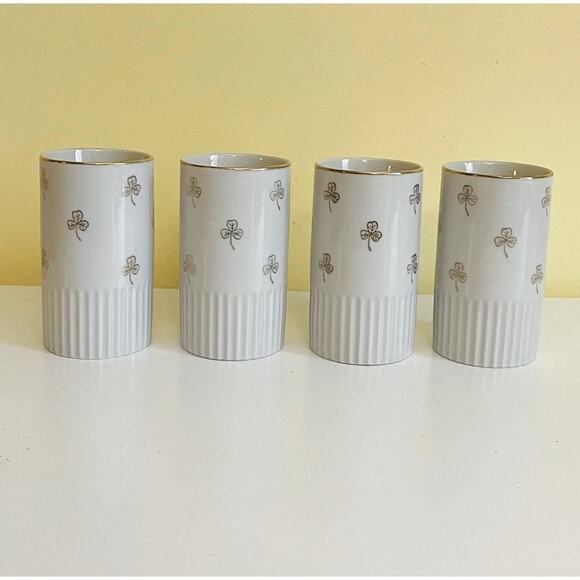 4 Vtg Irish Clover Porcelain Coffee Cups Saucers Japan Tea Cup, Mugs - Picture 4 of 14